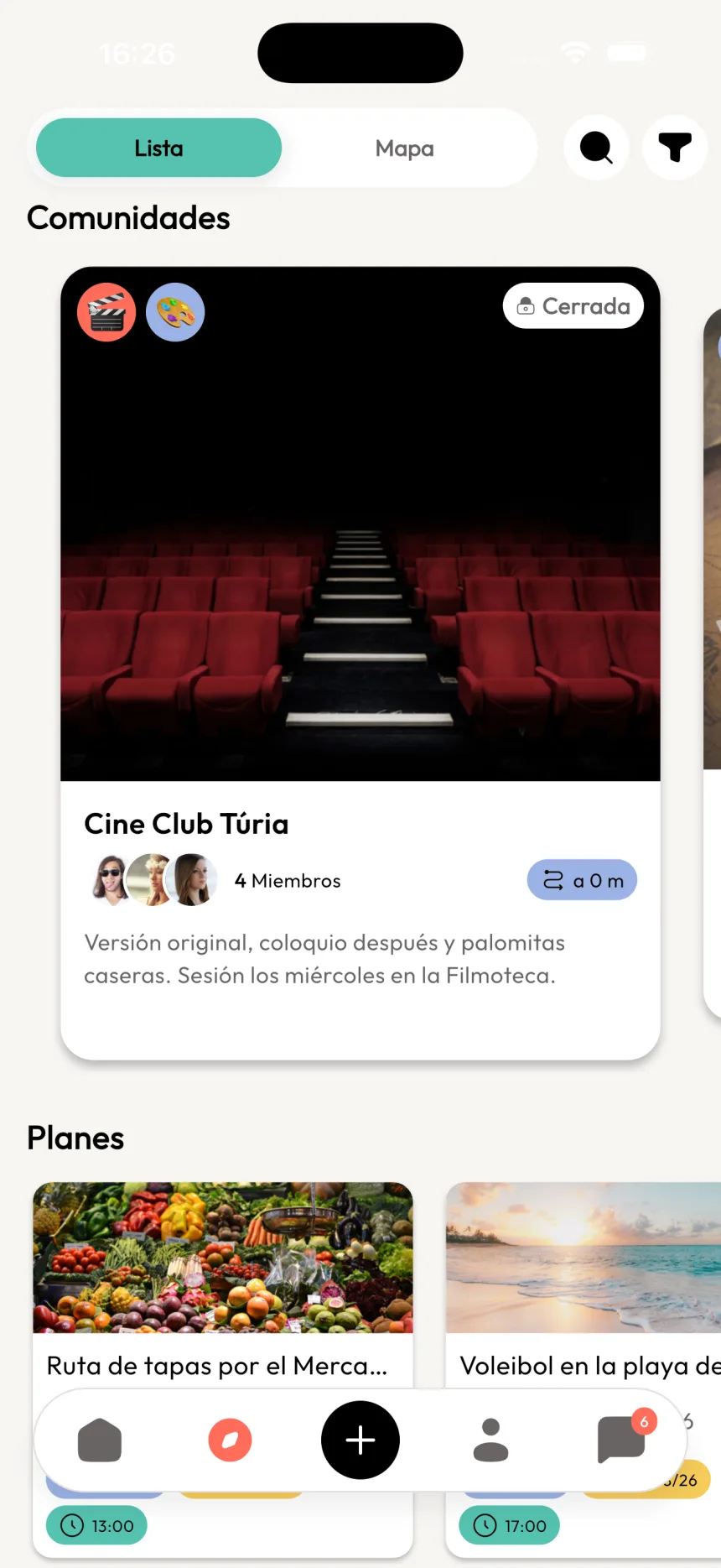 Captura de vibeelo: Comunidades