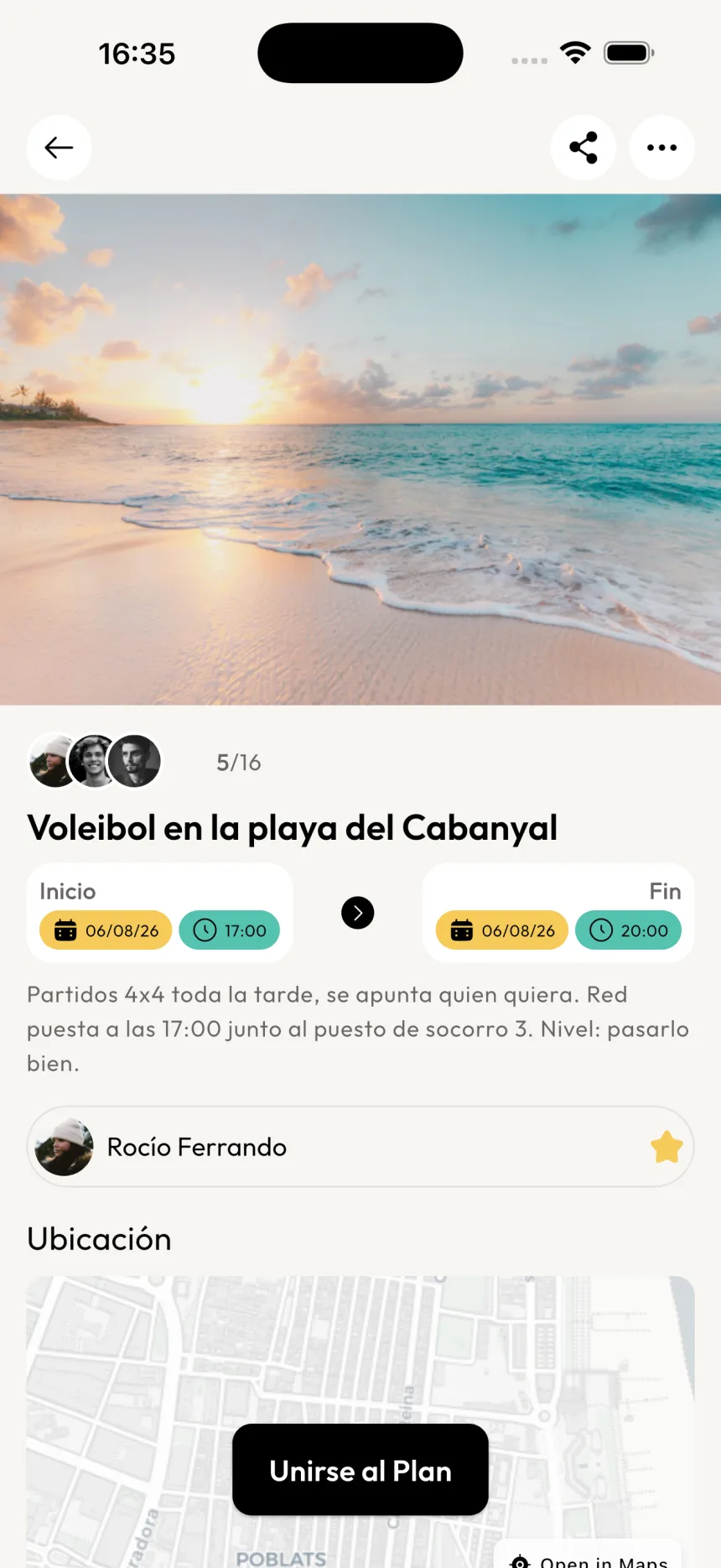 Captura de vibeelo: Unirse con un toque